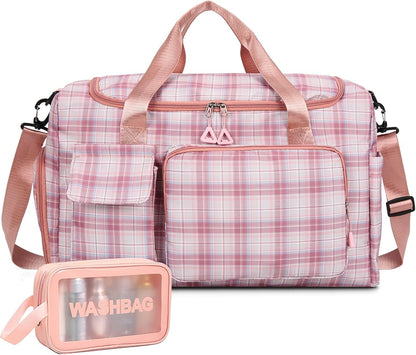 Small Gym Bag for Women, Travel Duffle Bag Carry On Weekender Bag with Shoe Compartment - Colors A