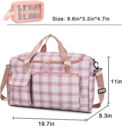 Small Gym Bag for Women, Travel Duffle Bag Carry On Weekender Bag with Shoe Compartment - Colors A