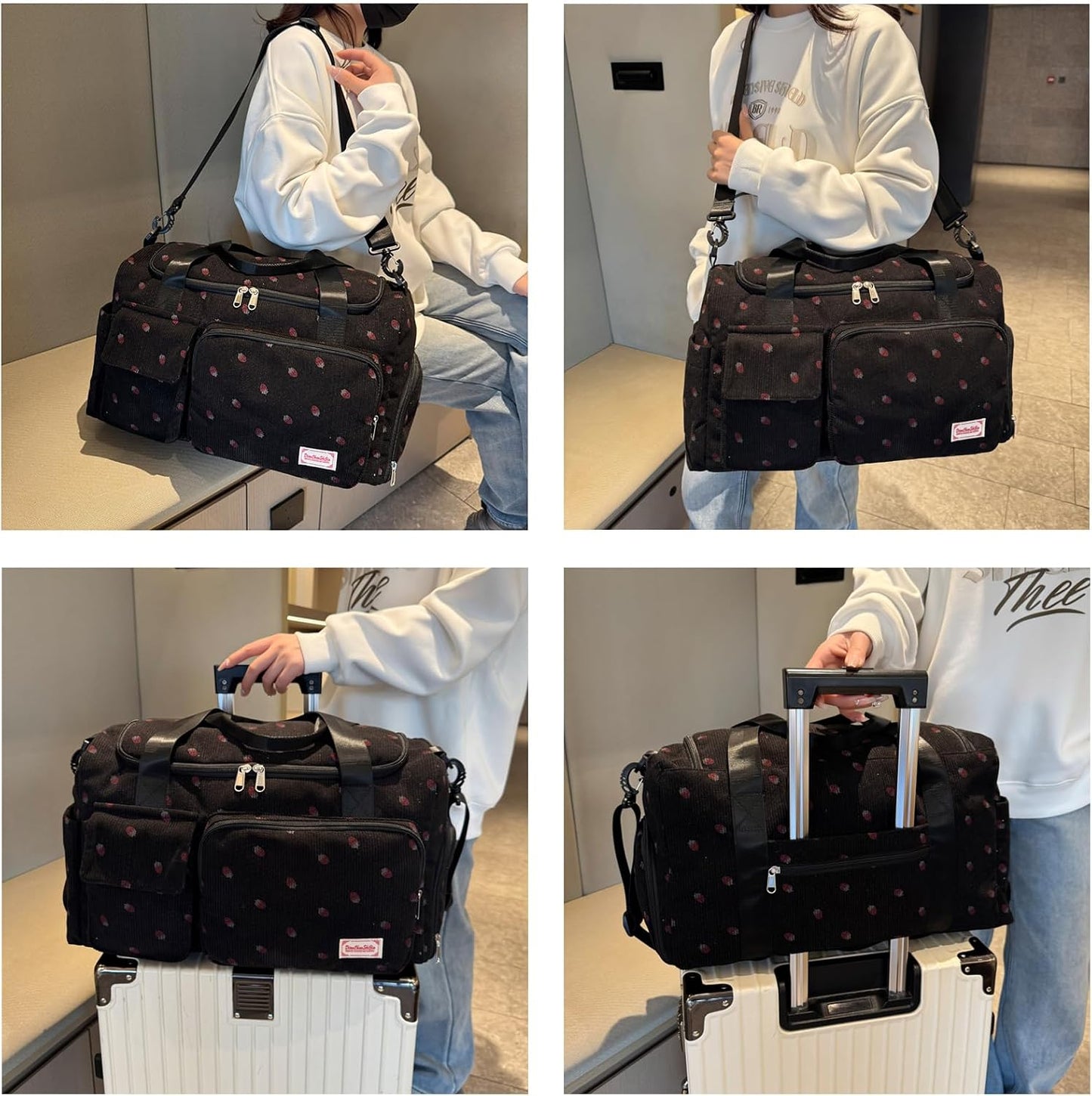 Small Gym Bag for Women, Travel Duffle Bag Carry On Weekender Bag with Shoe Compartment - Colors A