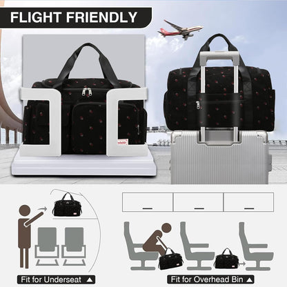Small Gym Bag for Women, Travel Duffle Bag Carry On Weekender Bag with Shoe Compartment - Colors A