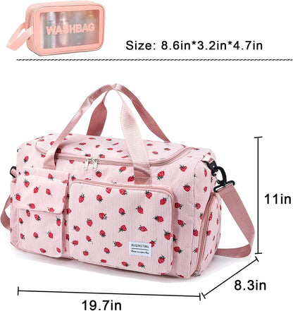 Small Gym Bag for Women, Travel Duffle Bag Carry On Weekender Bag with Shoe Compartment - Colors A
