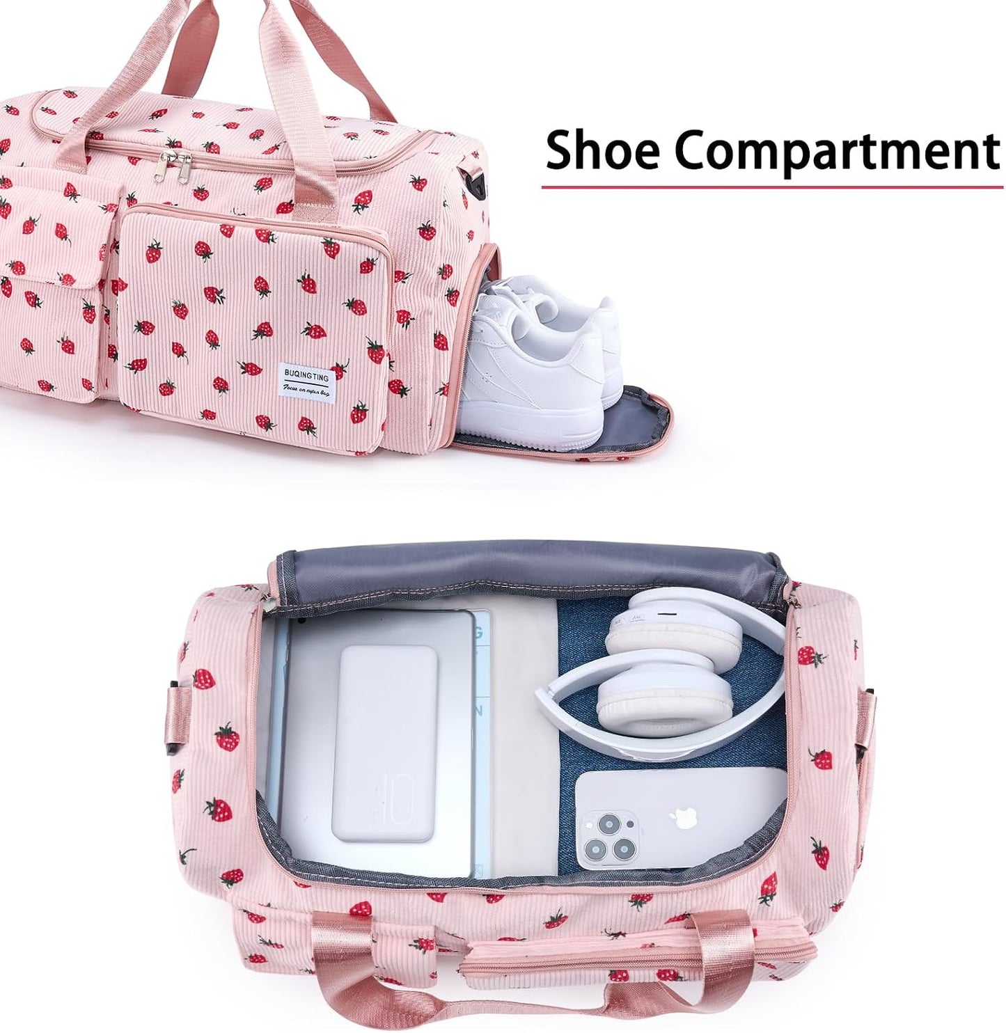 Small Gym Bag for Women, Travel Duffle Bag Carry On Weekender Bag with Shoe Compartment - Colors A