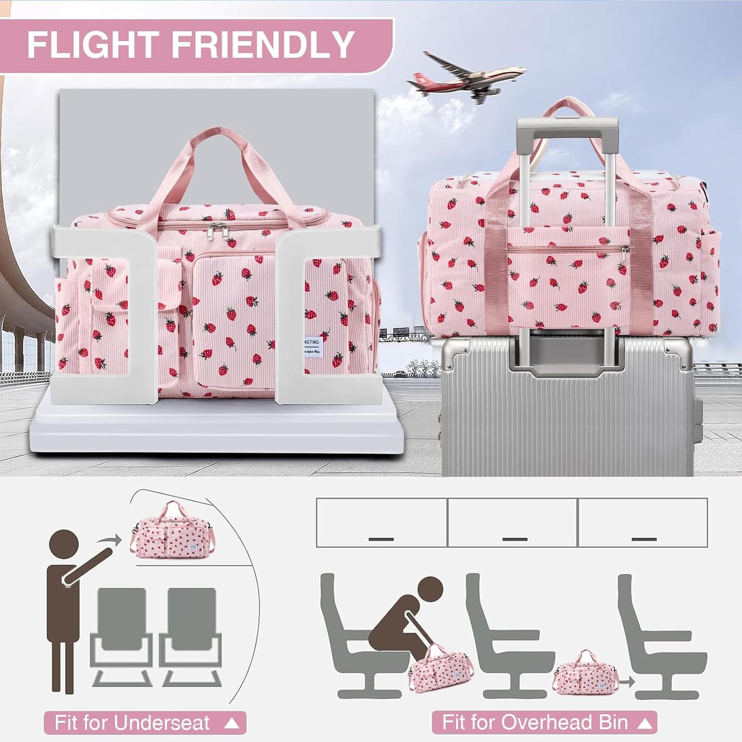 Small Gym Bag for Women, Travel Duffle Bag Carry On Weekender Bag with Shoe Compartment - Colors A