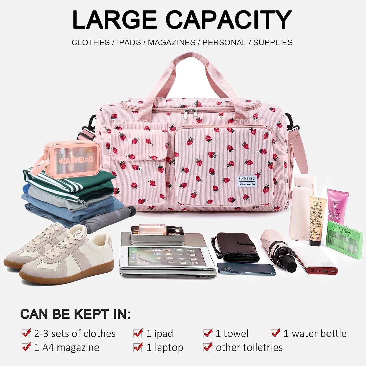 Small Gym Bag for Women, Travel Duffle Bag Carry On Weekender Bag with Shoe Compartment - Colors A