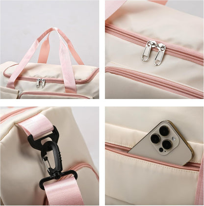 Small Gym Bag for Women, Travel Duffle Bag Carry On Weekender Bag with Shoe Compartment - Colors A