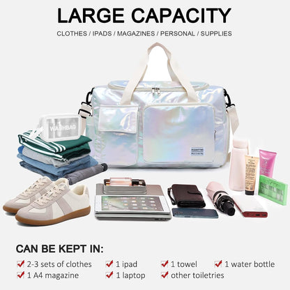 Small Gym Bag for Women, Travel Duffle Bag Carry On Weekender Bag with Shoe Compartment - Colors A