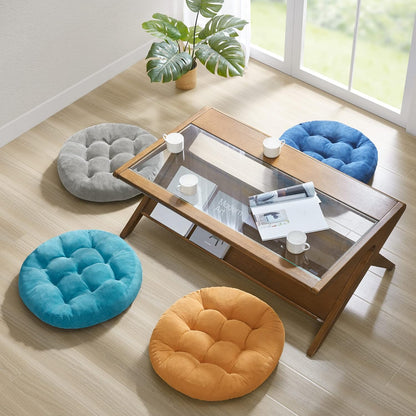 Meditation Floor Pillow, Round Large Pillows Seating for Adults, Tufted Corduroy Cushion for Tatami Living Room, Orange Yellow 22 Inch
