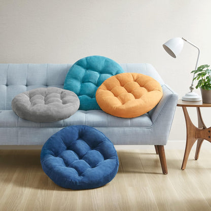 Meditation Floor Pillow, Round Large Pillows Seating for Adults, Tufted Corduroy Cushion for Tatami Living Room, Orange Yellow 22 Inch