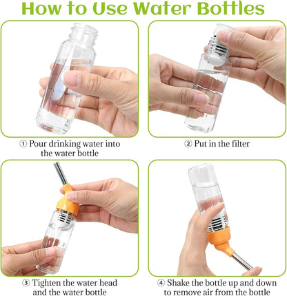 Hamster Water Bottle No Drip Ceramic Hamster Water Bottle for Glass Tank - 80ML Water Dispenser with Yellow Sunflower Stand Holder for Syrian Hamsters Dwarf Hamsters Mice Gerbils