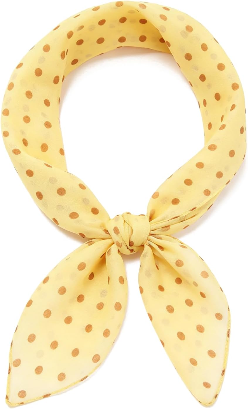 1 Piece of Polka Dot Square Scarf 1950s Chiffon Neck Scarfs Sheer Handkerchief Retro Hair Tie for Women and Girls