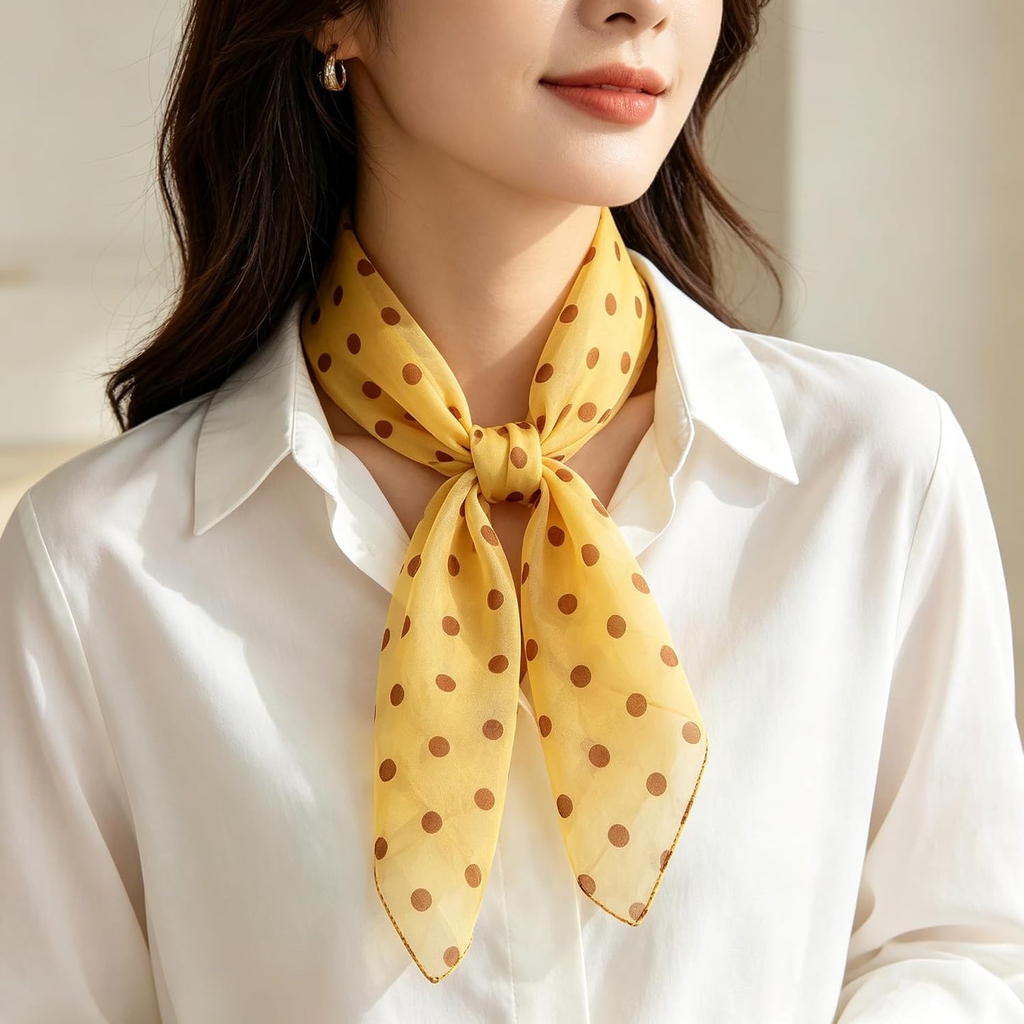 1 Piece of Polka Dot Square Scarf 1950s Chiffon Neck Scarfs Sheer Handkerchief Retro Hair Tie for Women and Girls