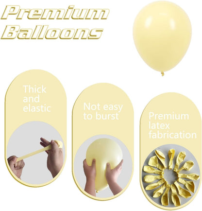 Pastel Yellow Balloons 145pcs Different Sizes 18 12 10 5 Inches Light Yellow Latex Balloon Garland Arch for Birthday Baby Shower Wedding Anniversary Graduation Party Decorations