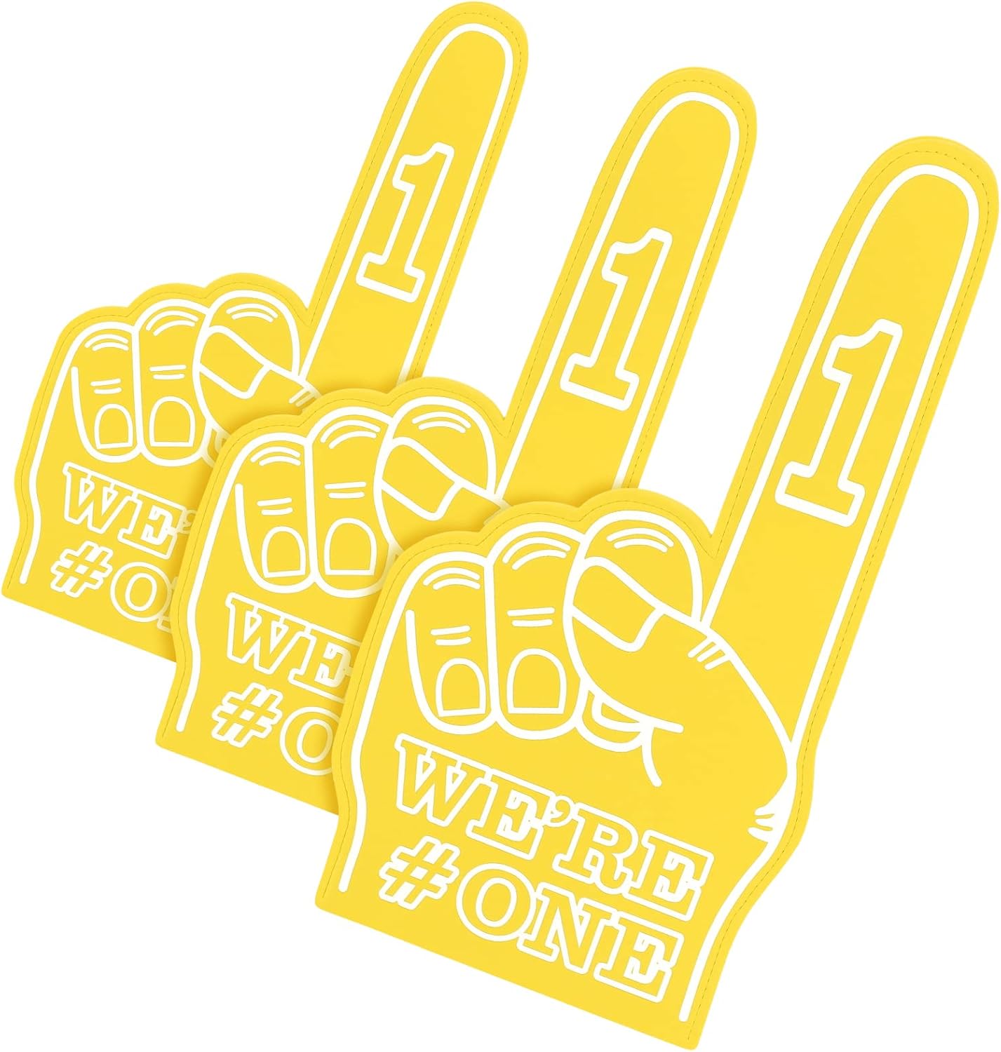 3 Pcs Giant Foam Finger 18 Inch We're Number 1 Foam Hand Cheerleading Pom Pom Cheer Supplies for Football Basketball Soccer Sports Events Team Spirit Games School Business