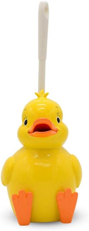 Cute Cartoon Frog Monkey Duck Toilet Brush and Holder Toilet Cleaning Brush Set (Yellow Duck)