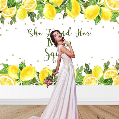 She Found Her Main Squeeze Backdrop Lemon Bridal Shower Lemonade Bachelorette Party Decoration Green Lemon Bride to Be Wedding Engagement Background (7x5ft (82x60 inch))