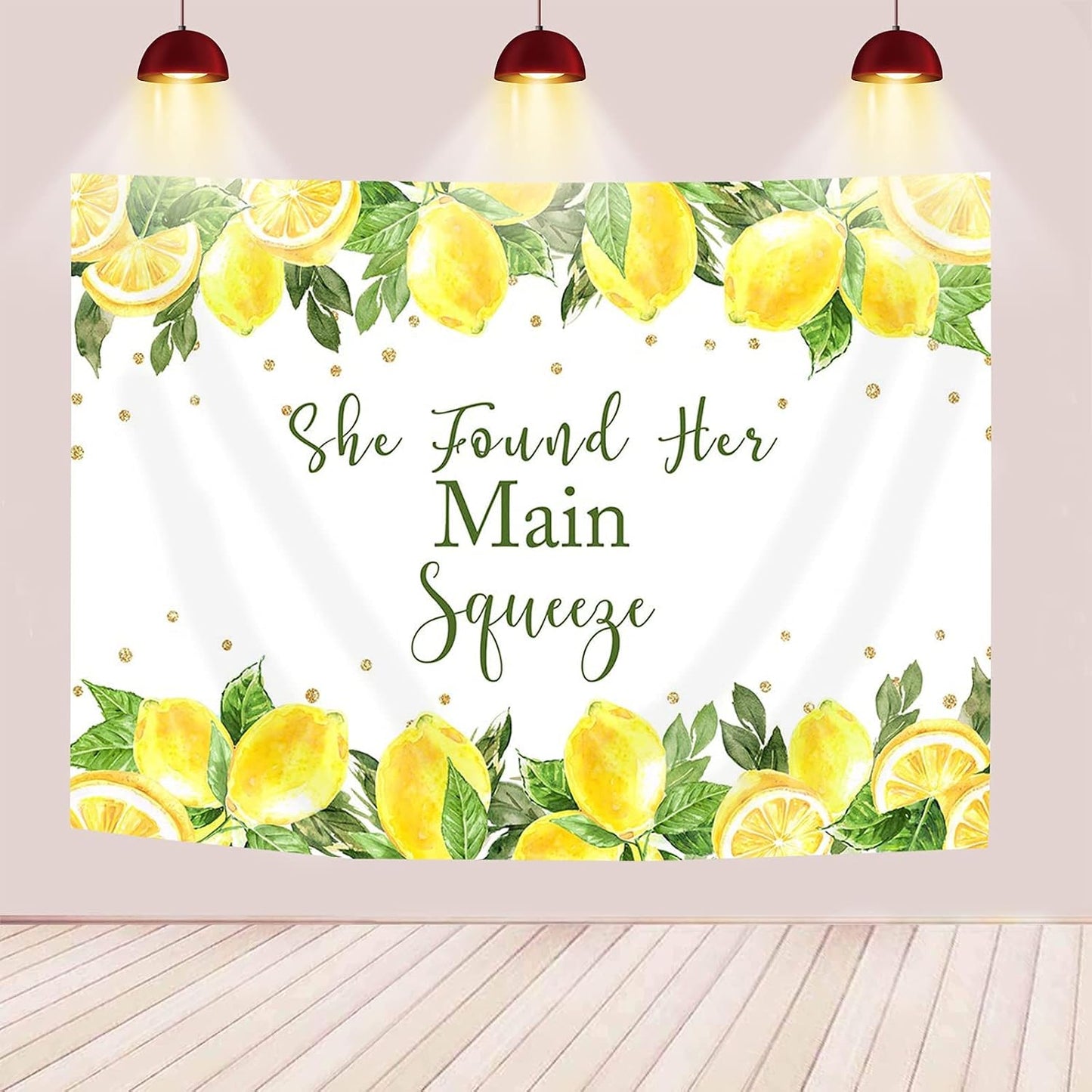She Found Her Main Squeeze Backdrop Lemon Bridal Shower Lemonade Bachelorette Party Decoration Green Lemon Bride to Be Wedding Engagement Background (7x5ft (82x60 inch))