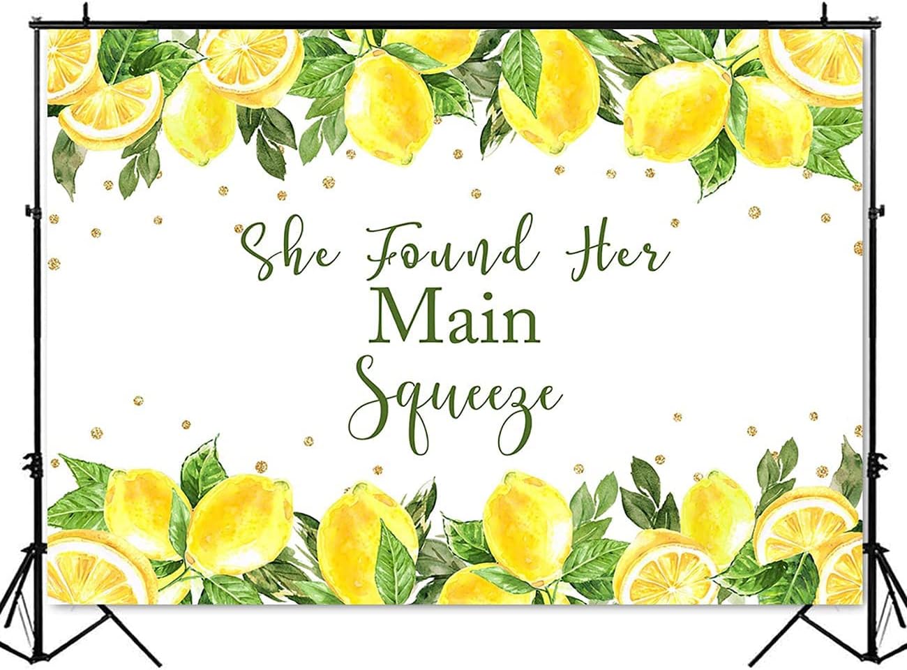 She Found Her Main Squeeze Backdrop Lemon Bridal Shower Lemonade Bachelorette Party Decoration Green Lemon Bride to Be Wedding Engagement Background (7x5ft (82x60 inch))
