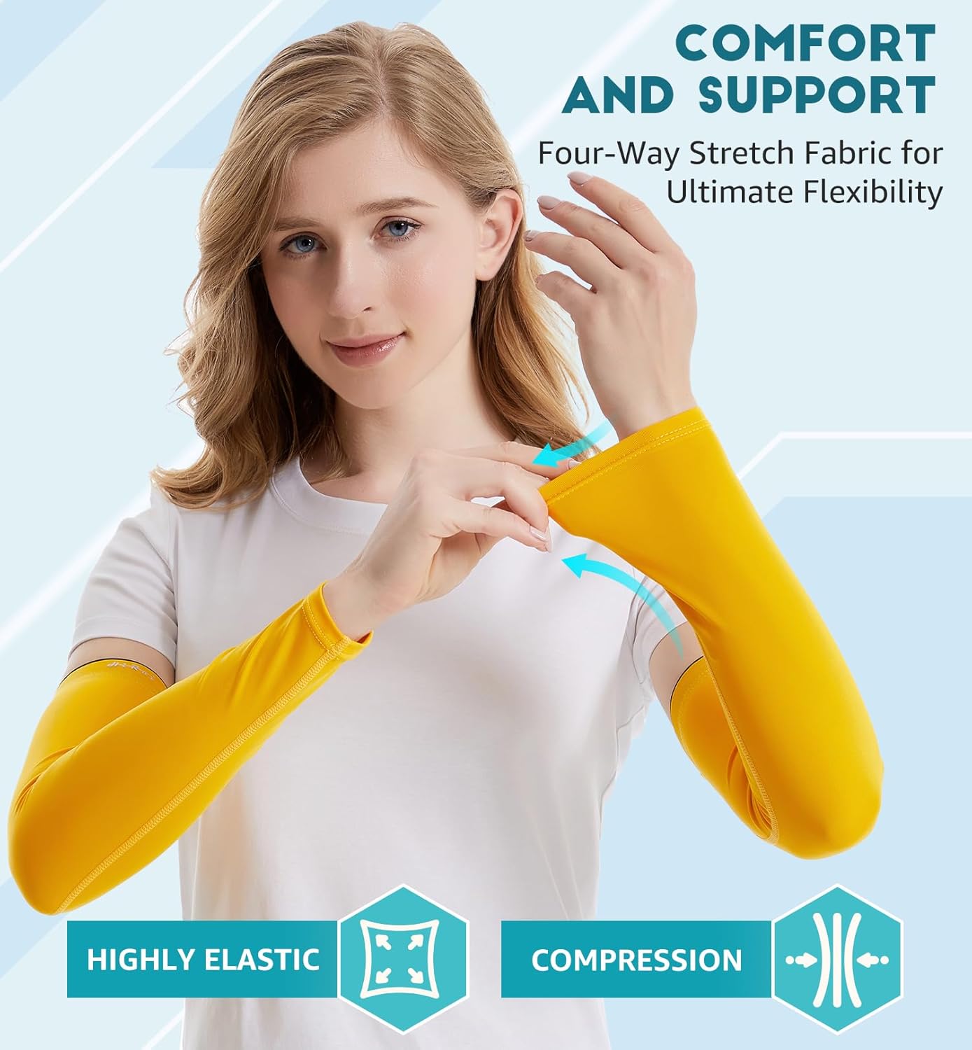 Arm Compression Sleeves for Men Women Youth, UV Protection 20-30mmHG Support Tattoo Cover, Breathable Moisture-Wicking