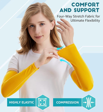 Arm Compression Sleeves for Men Women Youth, UV Protection 20-30mmHG Support Tattoo Cover, Breathable Moisture-Wicking
