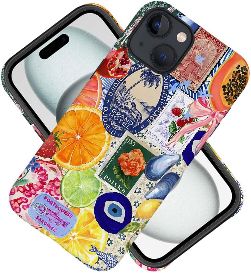 Compatible with for iPhone 14,Fruit Lemon European Summer Collage Phone Case for Girl Women Boy Men,Scratch Resistant Shockproof Cover Case for iPhone 14