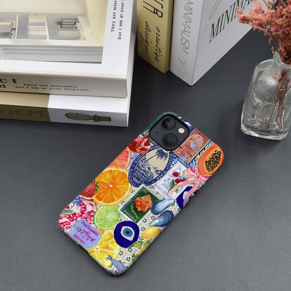 Compatible with for iPhone 14,Fruit Lemon European Summer Collage Phone Case for Girl Women Boy Men,Scratch Resistant Shockproof Cover Case for iPhone 14