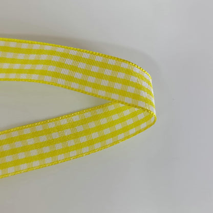Yellow Gingham Plaid Checked Ribbon 25 Yards Each Roll 100% Polyester (5/8",Yellow)