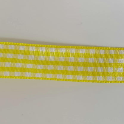 Yellow Gingham Plaid Checked Ribbon 25 Yards Each Roll 100% Polyester (5/8",Yellow)