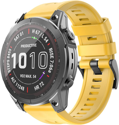 Compatible with Garmin Fenix 7/Fenix 6/Fenix 5 Watch Band | 22mm Width Soft Silicone Watch Strap for Garmin Fenix 5/Fenix 5 Plus/Fenix 6/Fenix 6 Pro/Fenix 7 Smartwatch (Yellow)