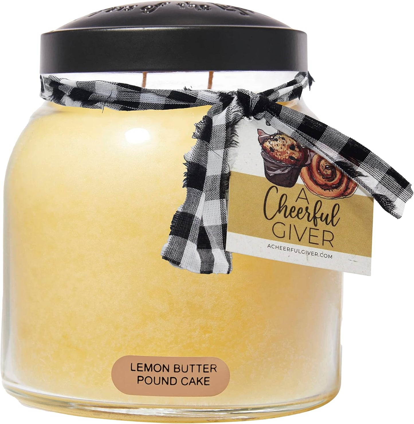 — Lemon Butter Pound Cake - 34oz Papa Scented Candle Jar with Lid - Keepers of the Light - 155 Hours of Burn Time, Gift for Women, Yellow