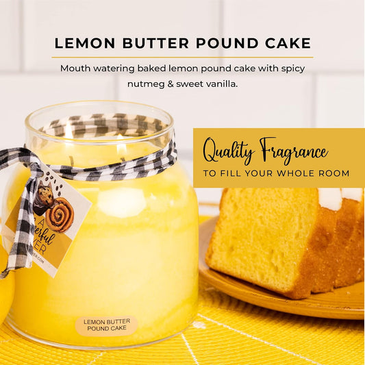 — Lemon Butter Pound Cake - 34oz Papa Scented Candle Jar with Lid - Keepers of the Light - 155 Hours of Burn Time, Gift for Women, Yellow