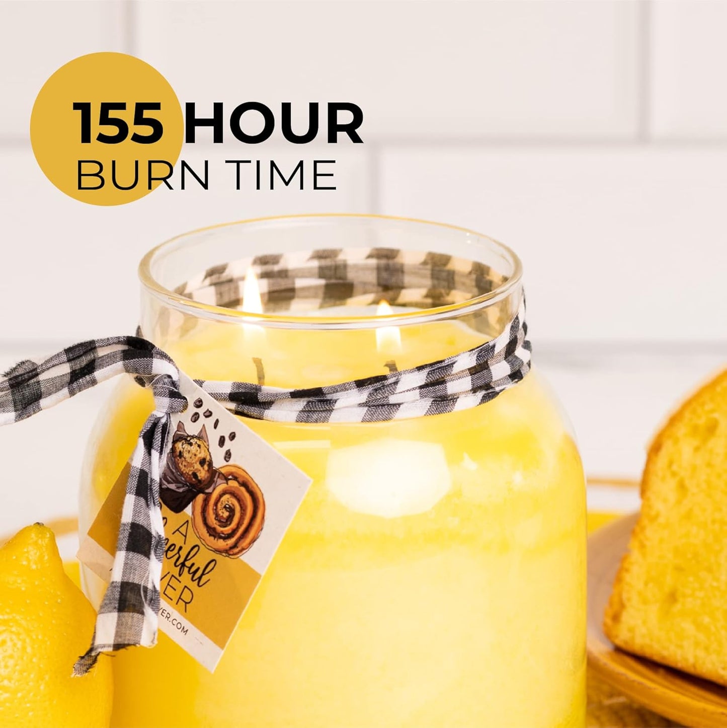 — Lemon Butter Pound Cake - 34oz Papa Scented Candle Jar with Lid - Keepers of the Light - 155 Hours of Burn Time, Gift for Women, Yellow