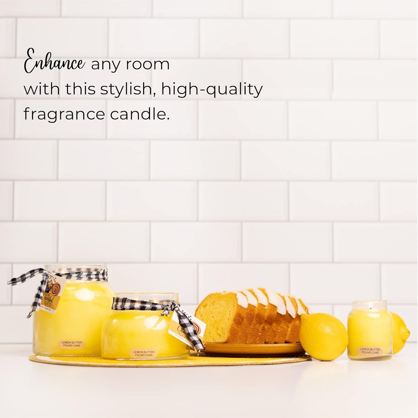 — Lemon Butter Pound Cake - 34oz Papa Scented Candle Jar with Lid - Keepers of the Light - 155 Hours of Burn Time, Gift for Women, Yellow