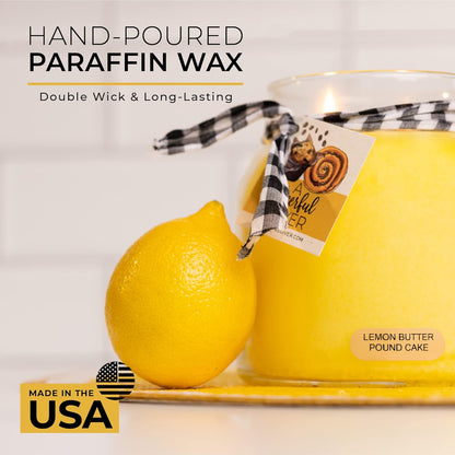 — Lemon Butter Pound Cake - 34oz Papa Scented Candle Jar with Lid - Keepers of the Light - 155 Hours of Burn Time, Gift for Women, Yellow