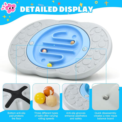Maze Balance Board for Kids Toddlers Wobble Board for Core Balance Training | 3 Swappable Labyrinths, 3 Balls, Non-Slip Base, Indoor Active Play Toys for Skate Prep, ADHD Focus, Sensory Training, Ages 3+