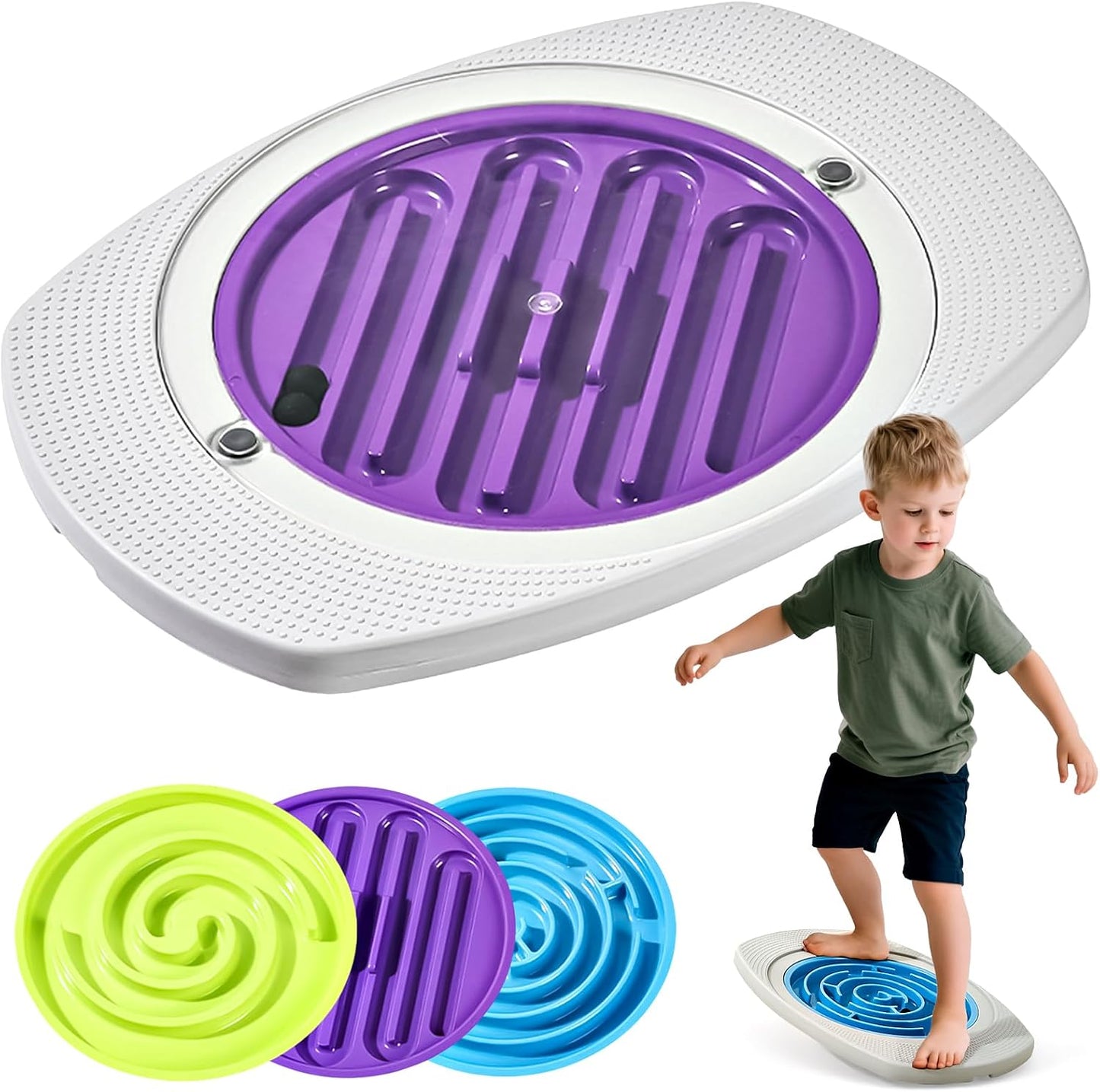 Maze Balance Board for Kids Toddlers Wobble Board for Core Balance Training | 3 Swappable Labyrinths, 3 Balls, Non-Slip Base, Indoor Active Play Toys for Skate Prep, ADHD Focus, Sensory Training, Ages 3+