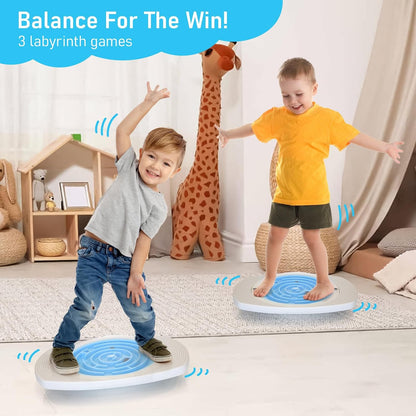 Maze Balance Board for Kids Toddlers Wobble Board for Core Balance Training | 3 Swappable Labyrinths, 3 Balls, Non-Slip Base, Indoor Active Play Toys for Skate Prep, ADHD Focus, Sensory Training, Ages 3+