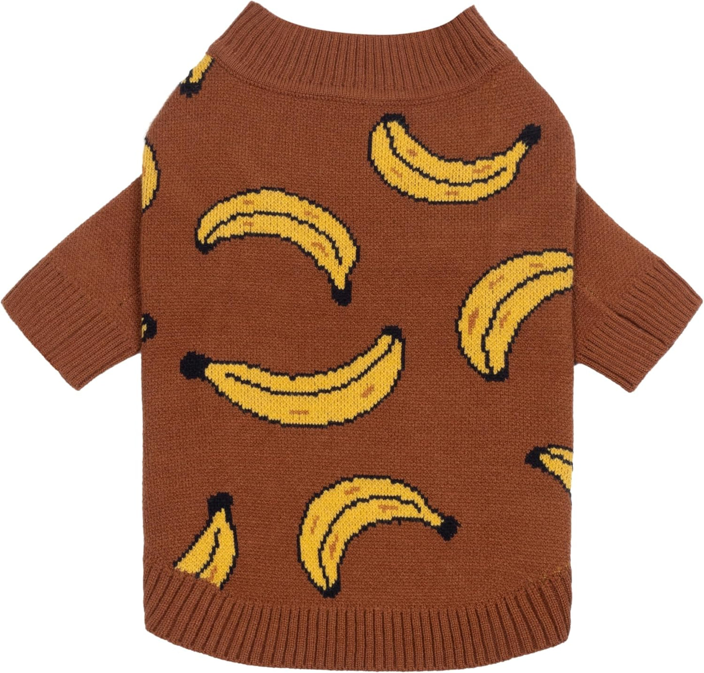 Banana Dog Sweater, Thermal Dog Winter Clothes for Small Dogs Boy Girl, Pet Outfit, Brown, Yellow, XXL