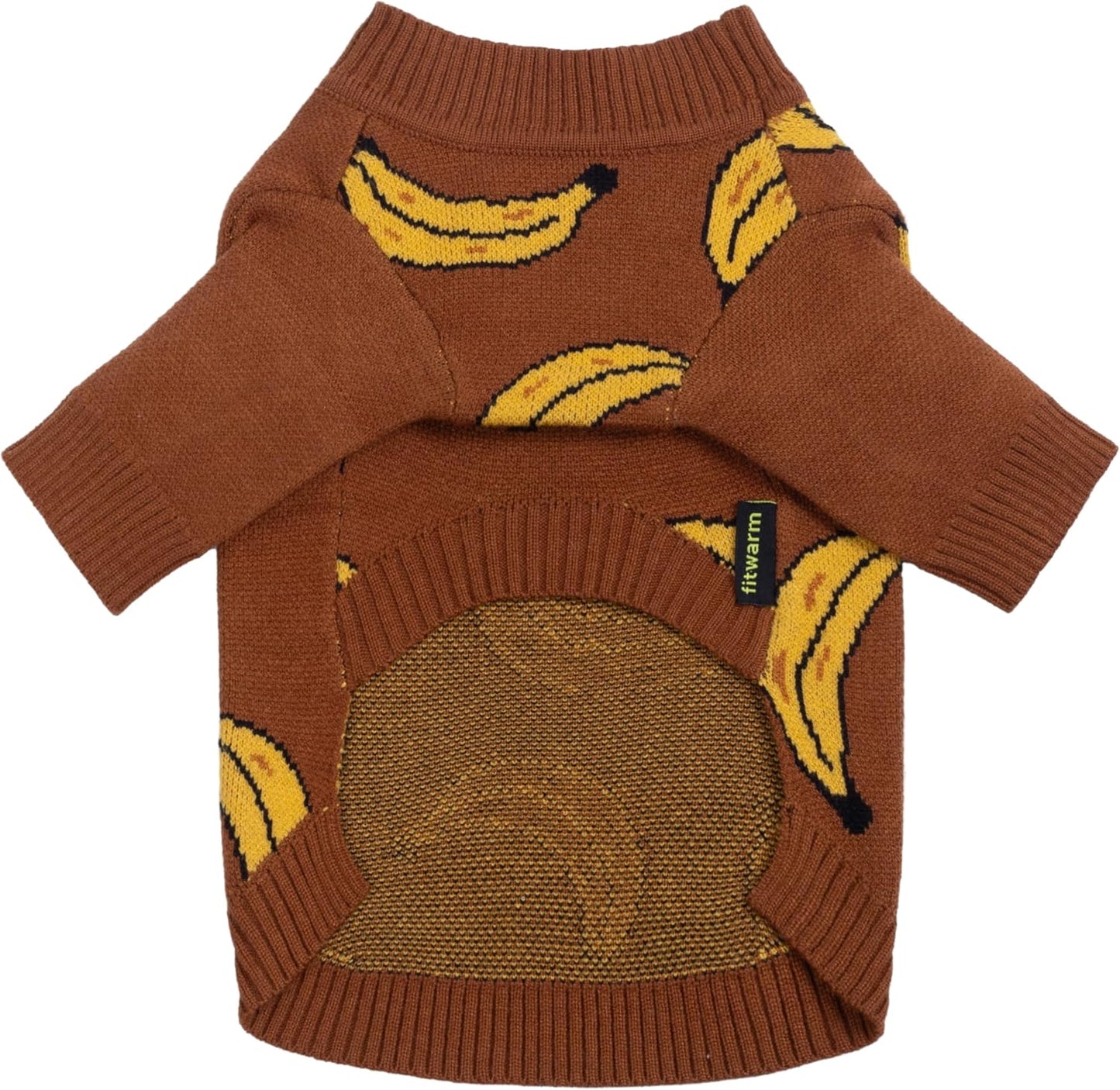 Banana Dog Sweater, Thermal Dog Winter Clothes for Small Dogs Boy Girl, Pet Outfit, Brown, Yellow, XXL