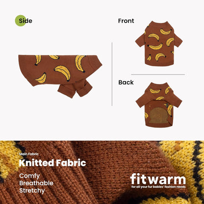 Banana Dog Sweater, Thermal Dog Winter Clothes for Small Dogs Boy Girl, Pet Outfit, Brown, Yellow, XXL