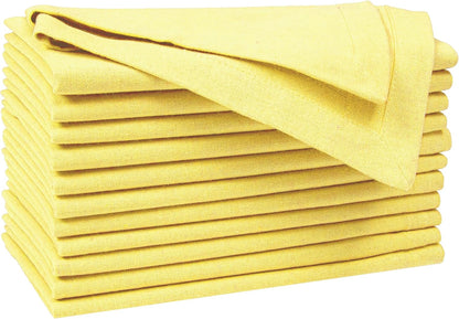 Cotton Cloth Dinner Napkins Set of 12, 18 x 18 Inch Sand Yellow Fabric Napkins, Reusable Machine Washable Table Napkins for Weddings, Restaurants, Parties & Everyday Dining