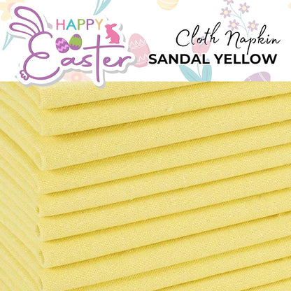 Cotton Cloth Dinner Napkins Set of 12, 18 x 18 Inch Sand Yellow Fabric Napkins, Reusable Machine Washable Table Napkins for Weddings, Restaurants, Parties & Everyday Dining