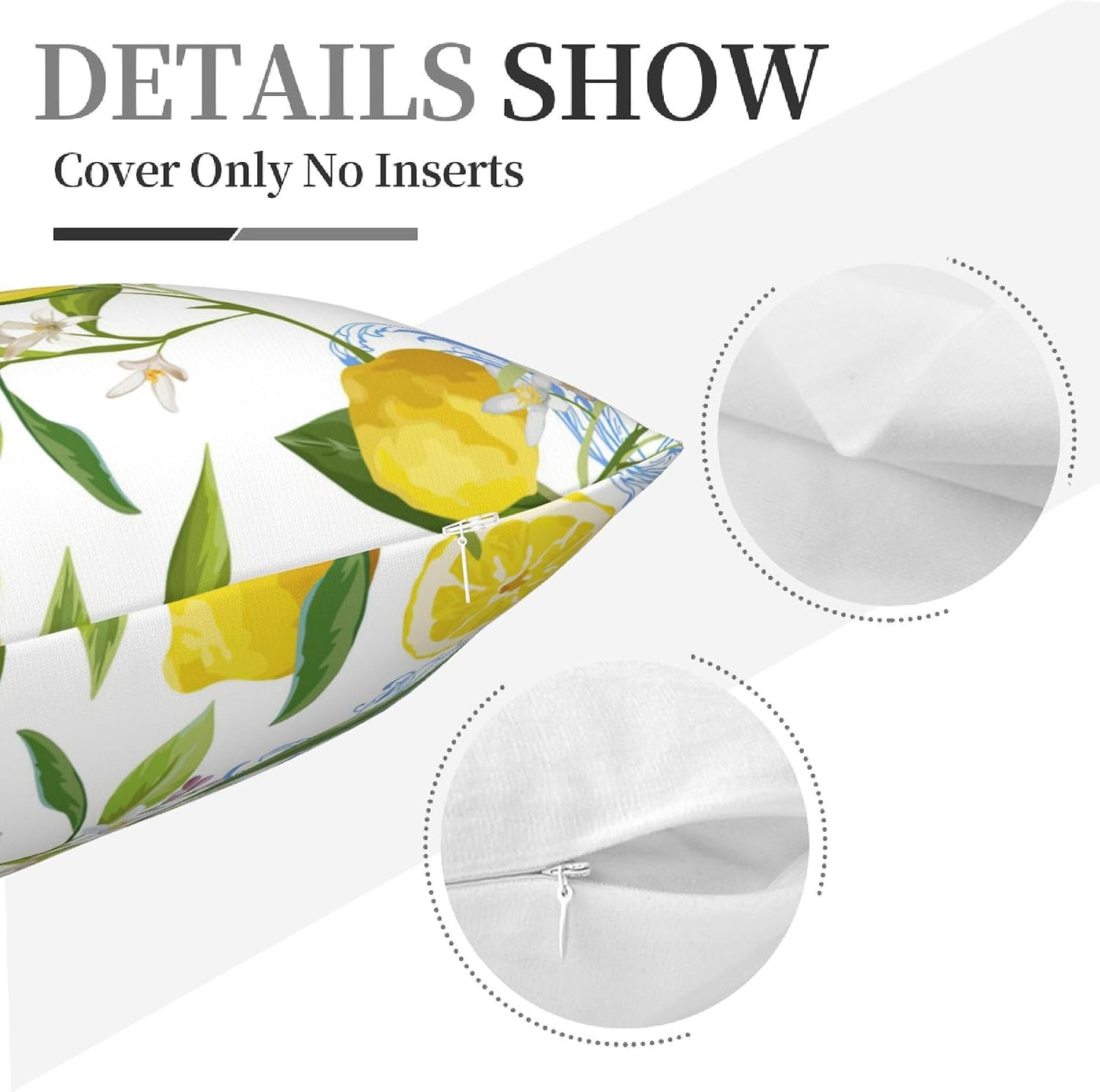 Lemon Pillow Covers 18x18 Inch Summer Tropical Palm Leaves Flowers Decorative Throw Pillow Cover Yellow Fruits Cushion Cover Standard Pillow Cases for Bedroom Sofa Living Room Couch Office Gifts