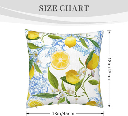 Lemon Pillow Covers 18x18 Inch Summer Tropical Palm Leaves Flowers Decorative Throw Pillow Cover Yellow Fruits Cushion Cover Standard Pillow Cases for Bedroom Sofa Living Room Couch Office Gifts