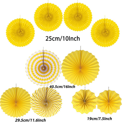 Party Decorations, 41 Pcs Yellow Papar Fans Pompoms Garlands String Tissue Paper Tassel for Graduation Congrats Grad New Years Spring Festival Wedding Birthday Party
