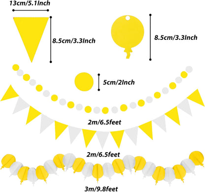 Party Decorations, 41 Pcs Yellow Papar Fans Pompoms Garlands String Tissue Paper Tassel for Graduation Congrats Grad New Years Spring Festival Wedding Birthday Party