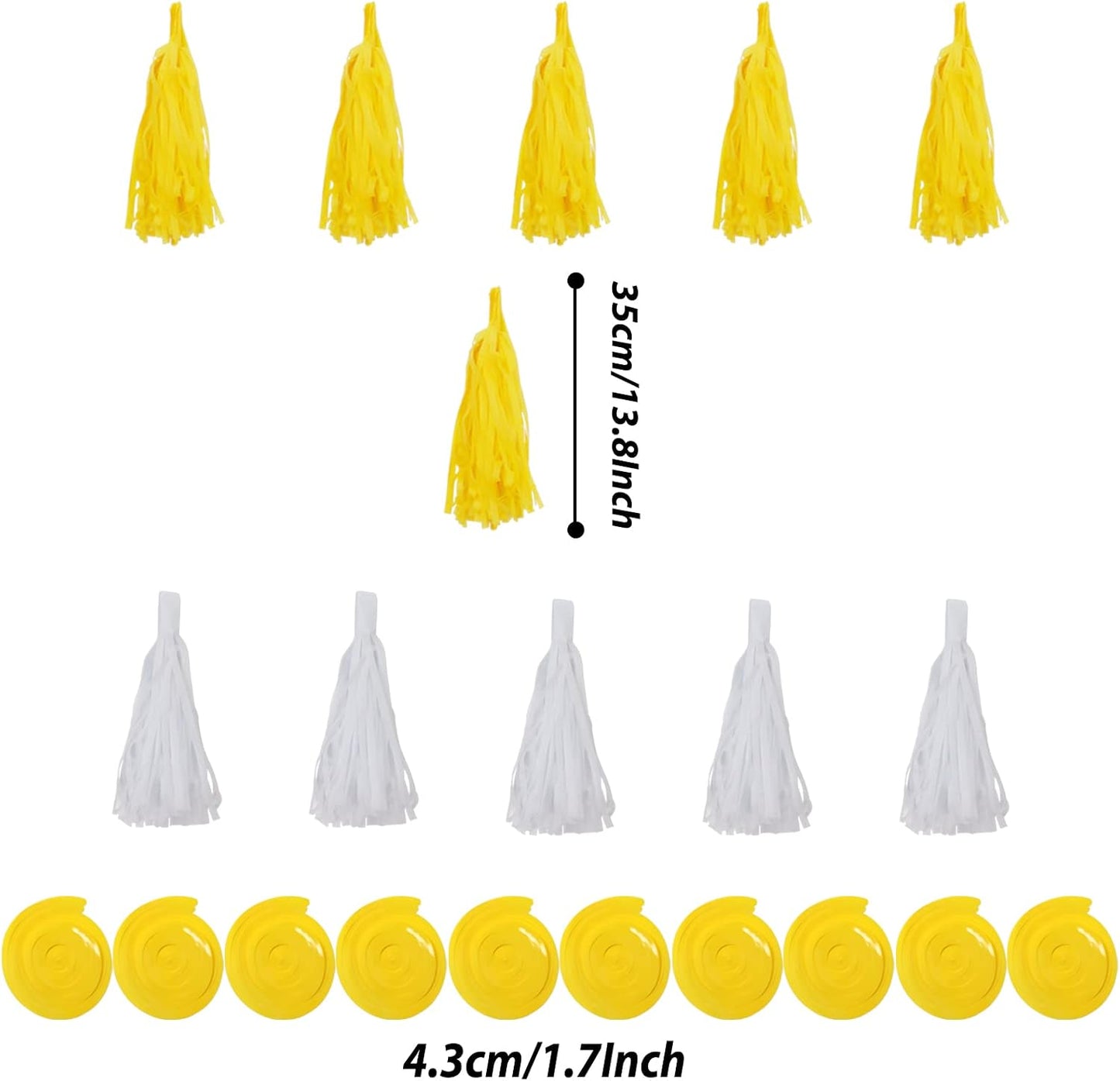 Party Decorations, 41 Pcs Yellow Papar Fans Pompoms Garlands String Tissue Paper Tassel for Graduation Congrats Grad New Years Spring Festival Wedding Birthday Party