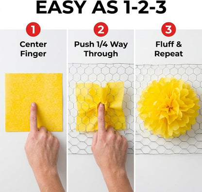TCDesignerProducts Light Yellow Tissue Parade Float Pomps Pack of 300-5-1/2 Inch Square Sheets, Parade Float Decorations for Trailer, Party Decorations