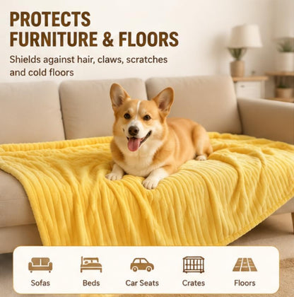 Yellow Dog Blanket, Emotional Blanket for Dogs, Soft Puppy Flannel Fleece Blanket for Pet Dog Cat, Plush Microfiber, Cozy and Lightweight for Indoors Sofa, Kennel (27.56×39.37in)