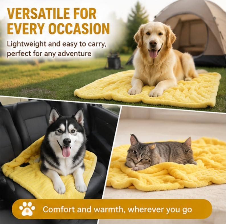 Yellow Dog Blanket, Emotional Blanket for Dogs, Soft Puppy Flannel Fleece Blanket for Pet Dog Cat, Plush Microfiber, Cozy and Lightweight for Indoors Sofa, Kennel (27.56×39.37in)
