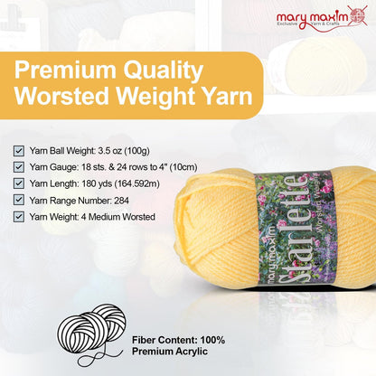Starlette, Yellow Yarn for Crocheting and Knitting, Soft Acrylic Afghan, Clothing and Blanket Yarn, 180 Yards, Soft Yellow - 1 Skein